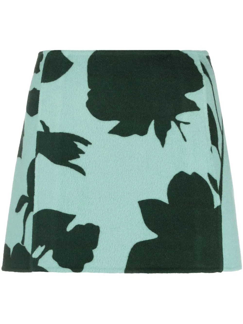 

P.A.R.O.S.H. leaf-print A-line miniskirt - Blue