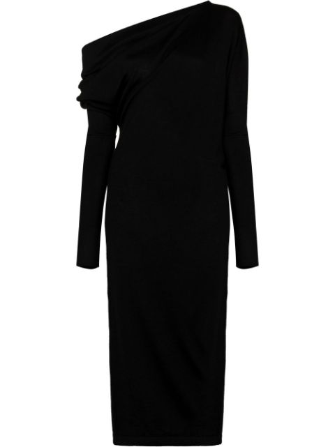 TOM FORD vestido midi con hombros descubiertos