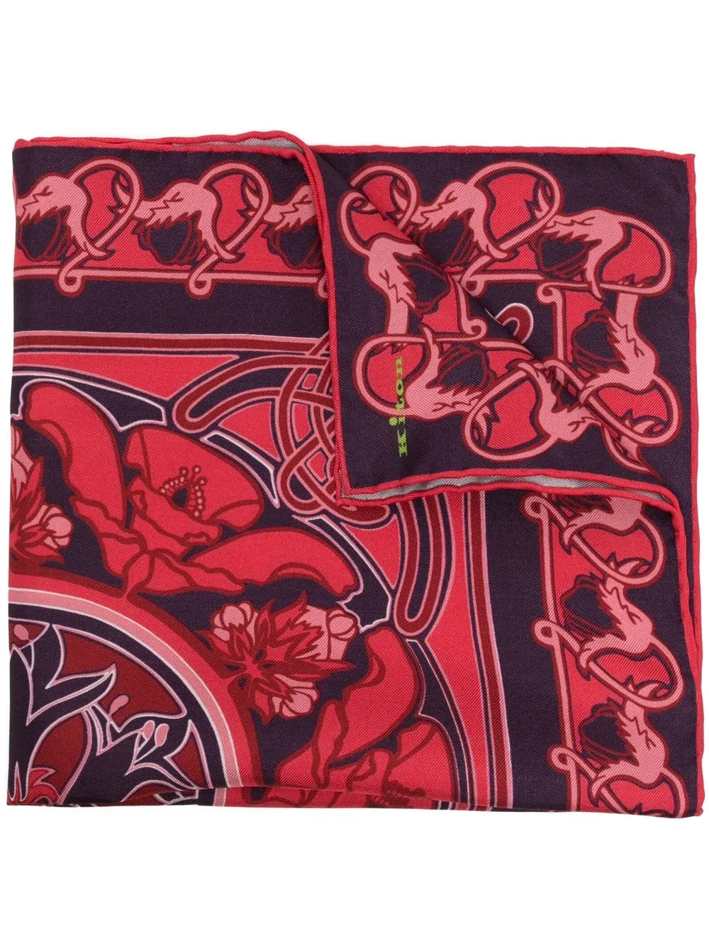 

Kiton art-nouveau print silk handkerchief - Red