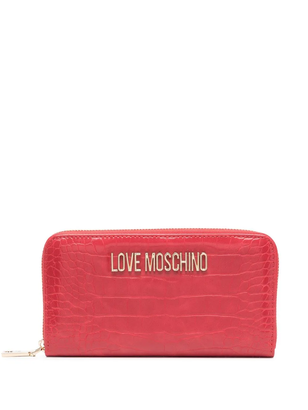 

Love Moschino logo-plaque crocodile-effect wallet - Red