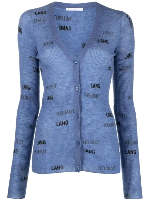 Helmut Lang ribbed-knit logo-print cardigan 