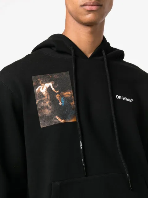 Off-White Caravaggio-print Drawstring Hoodie - Black