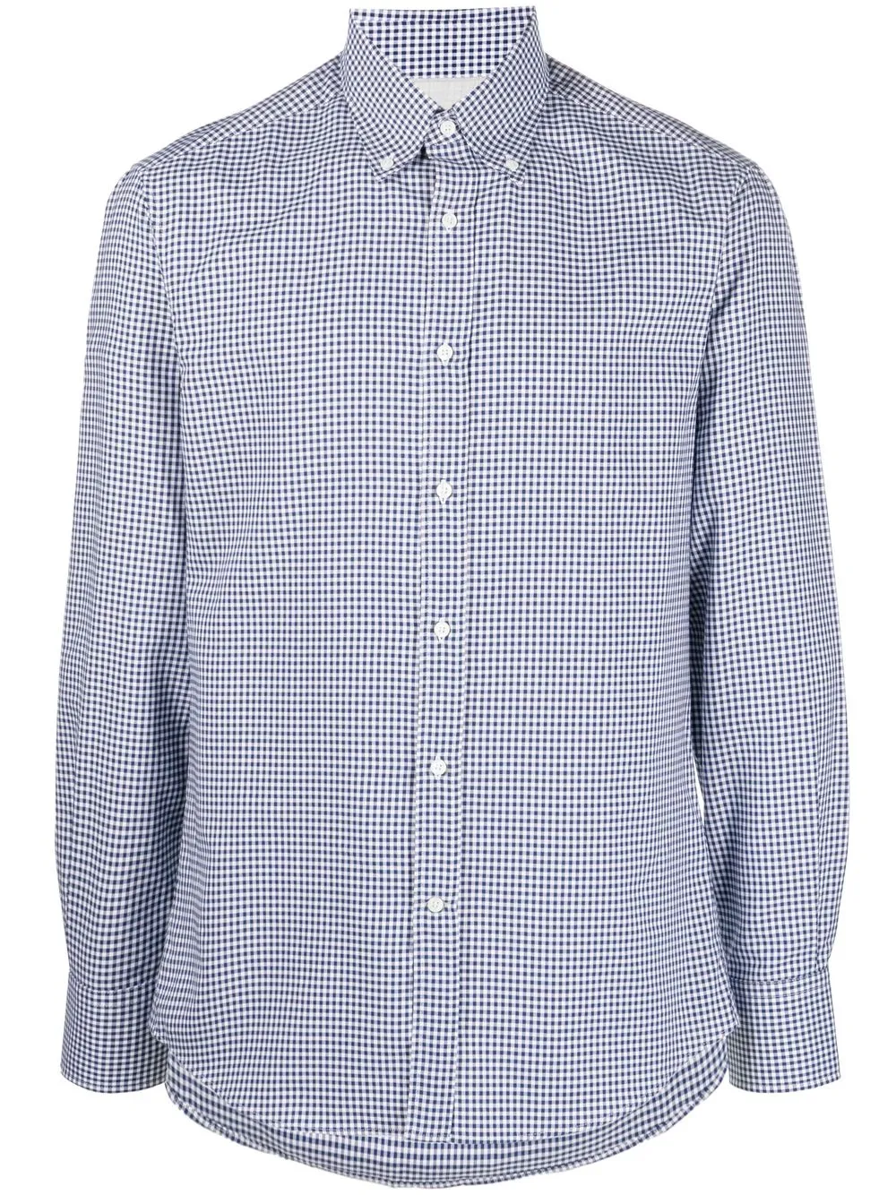 

Brunello Cucinelli camisa con motivo de cuadros y botones - Azul