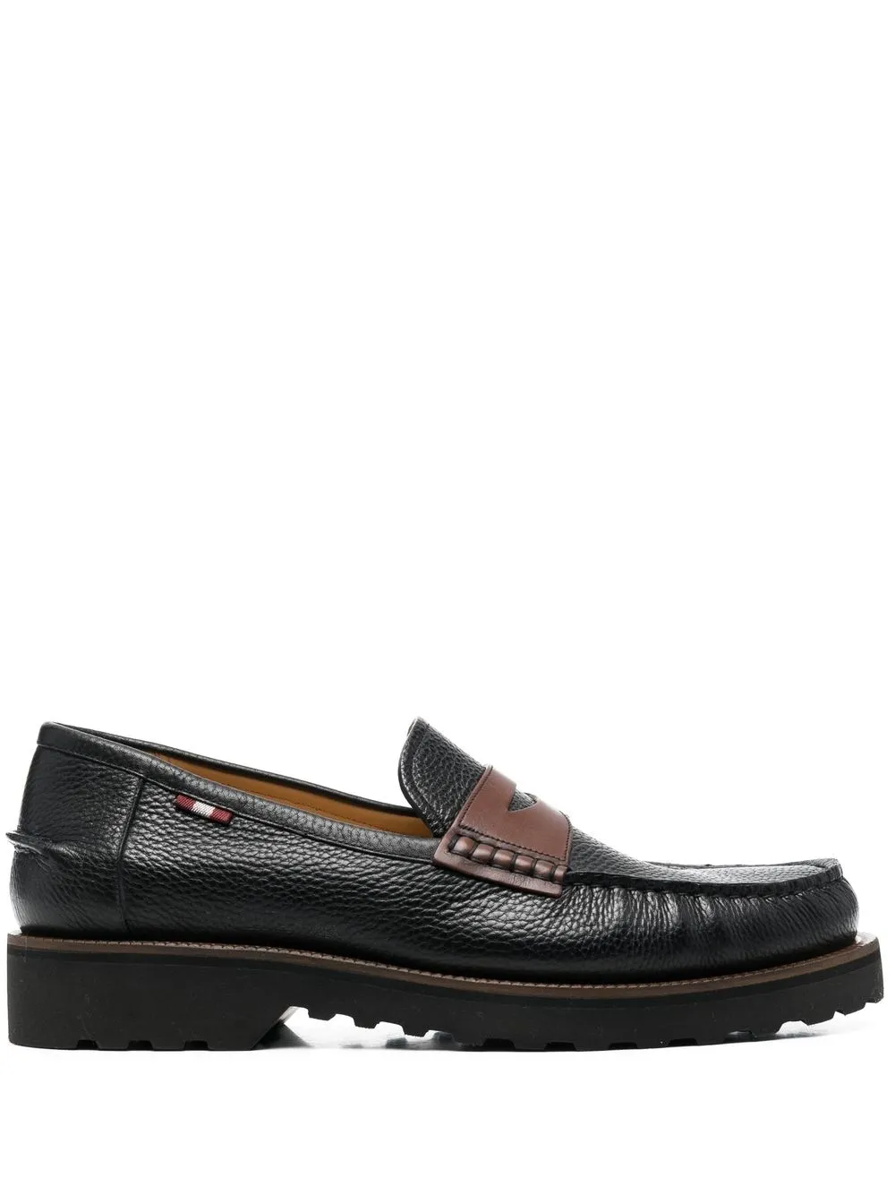 

Bally almond-toe pebbled loafers - Black