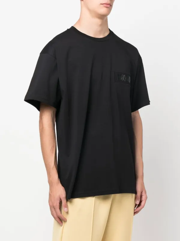 【送料&関税込】Moschino Logo-embroidered Cotton T-shirt Moschino embroidered-logo Organic Cotton T-shirt | Black