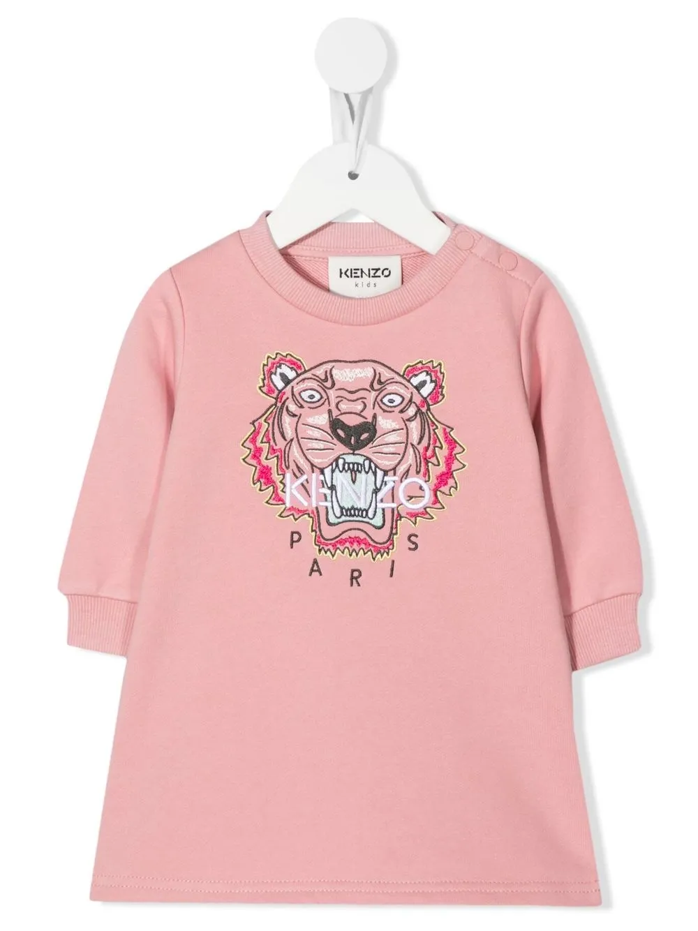 

Kenzo Kids vestido estilo sudadera con bordado Tiger Head - Rosado