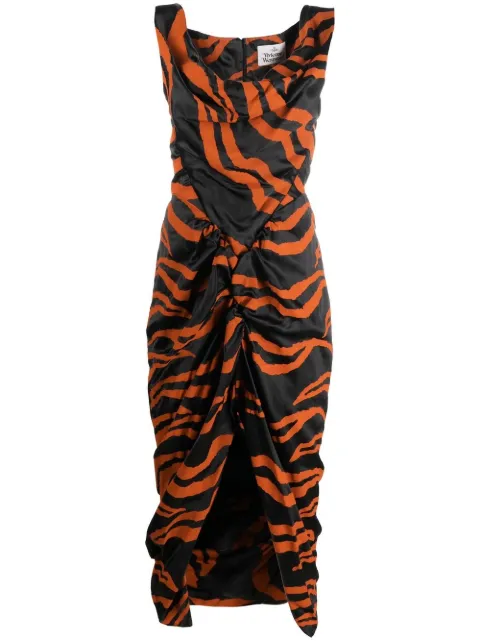 abstract-print midi dress