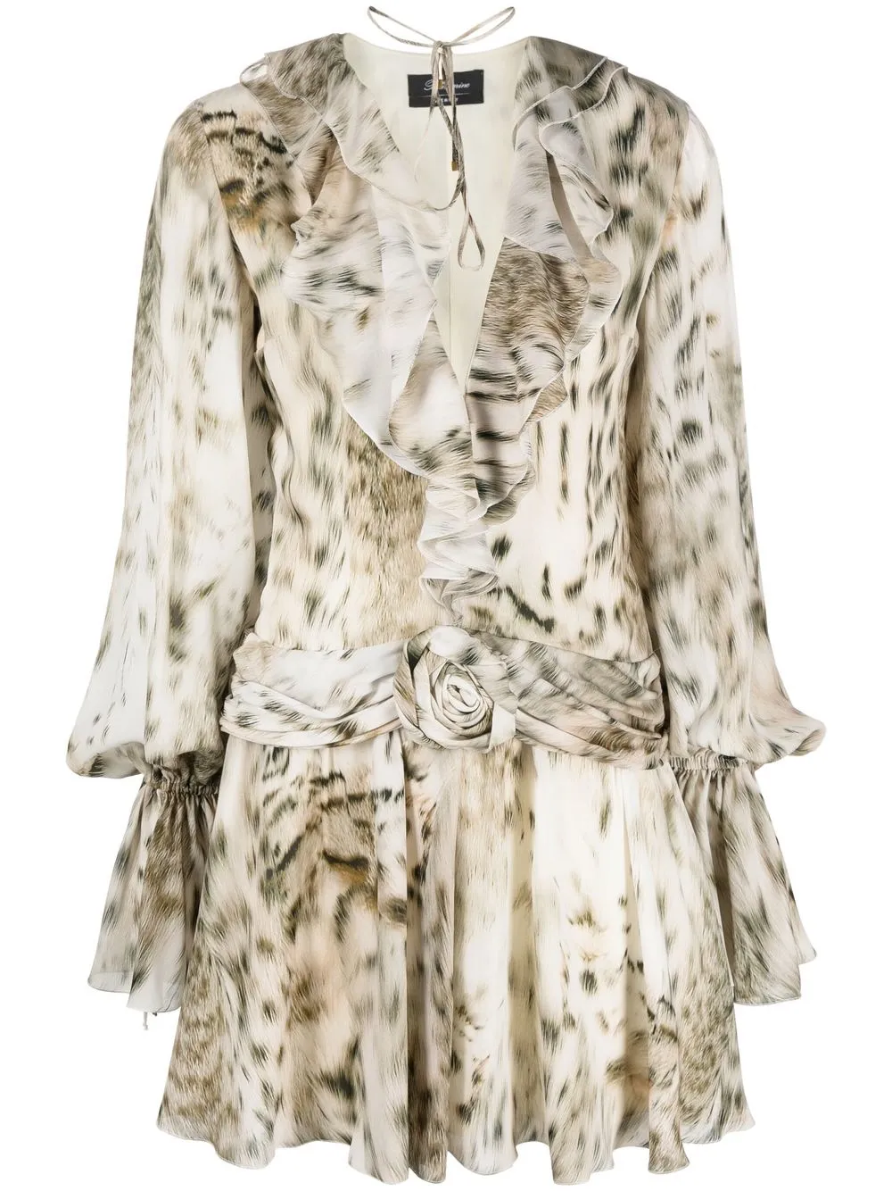 

Blumarine animal-print ruffle trim dress - Green