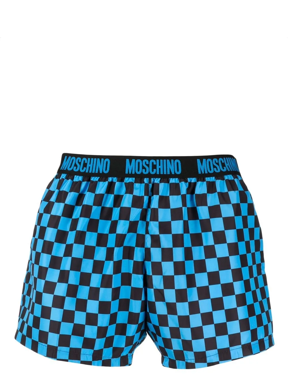 

Moschino check-pattern waist-logo swim shorts - Blue