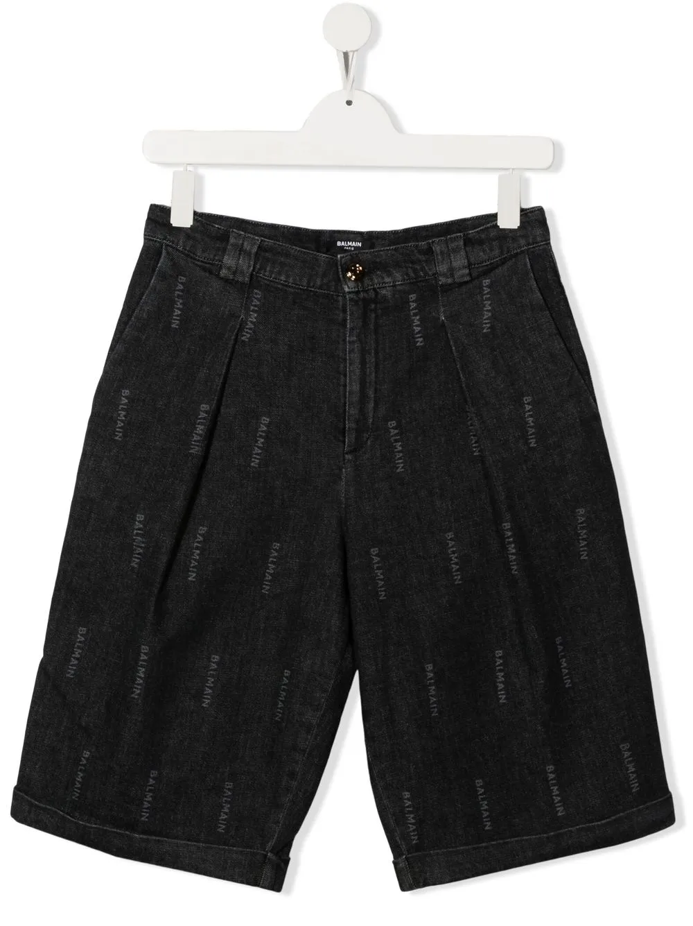 

Balmain Kids shorts de mezclilla con logo estampado - Negro