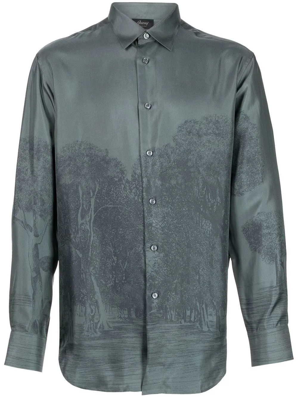 

Brioni camisa con bosque estampado - Gris