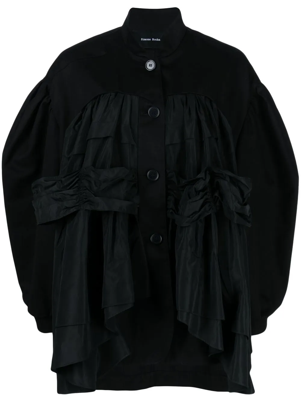 

Simone Rocha chamarra oversize con detalles fruncido - Negro