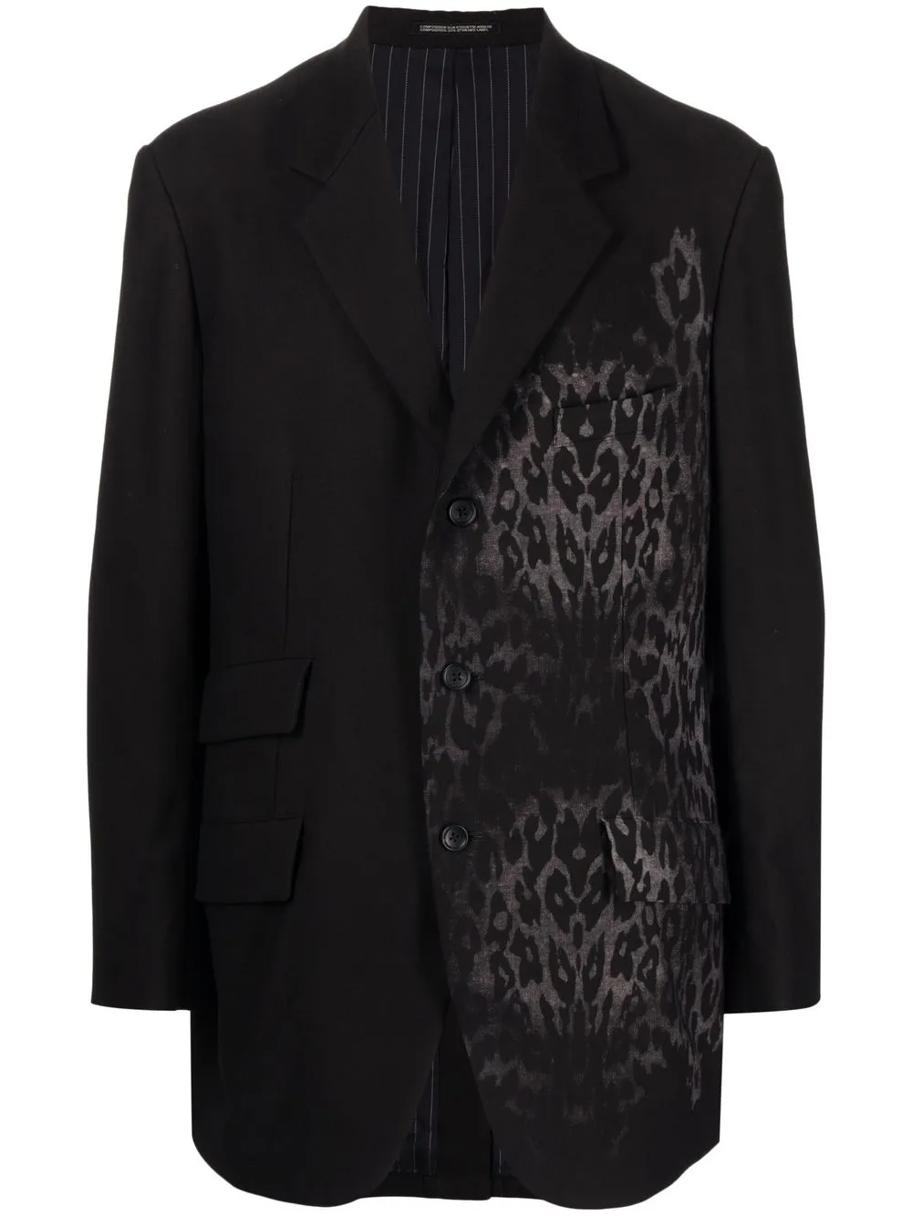 

Yohji Yamamoto animal-print notched-lapel blazer - Black