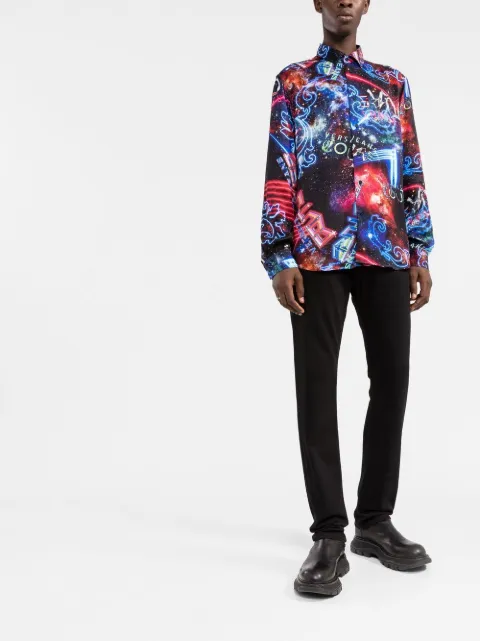 Versace Jeans Couture Galaxy Graphic-Print Shirt - Blue