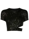 Gloria Coelho sequin-embellished cropped top - Black