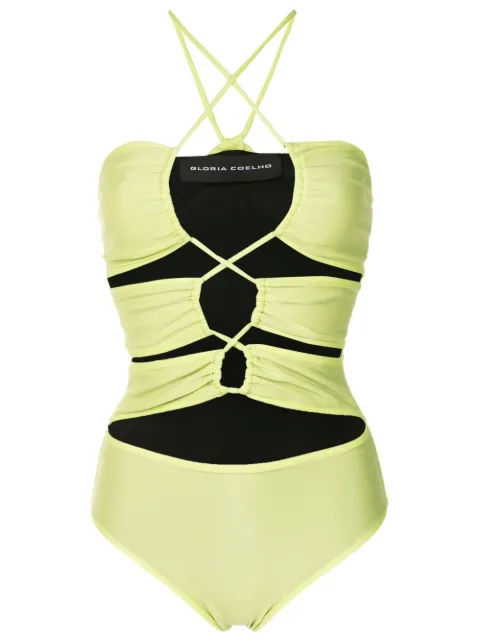 Gloria Coelho tie front reversible one-piece swimsuit