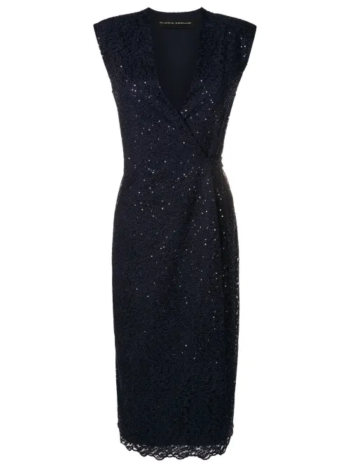 Robe mi-longue brodée de sequins à design sans manches - Gloria Coelho - Modalova