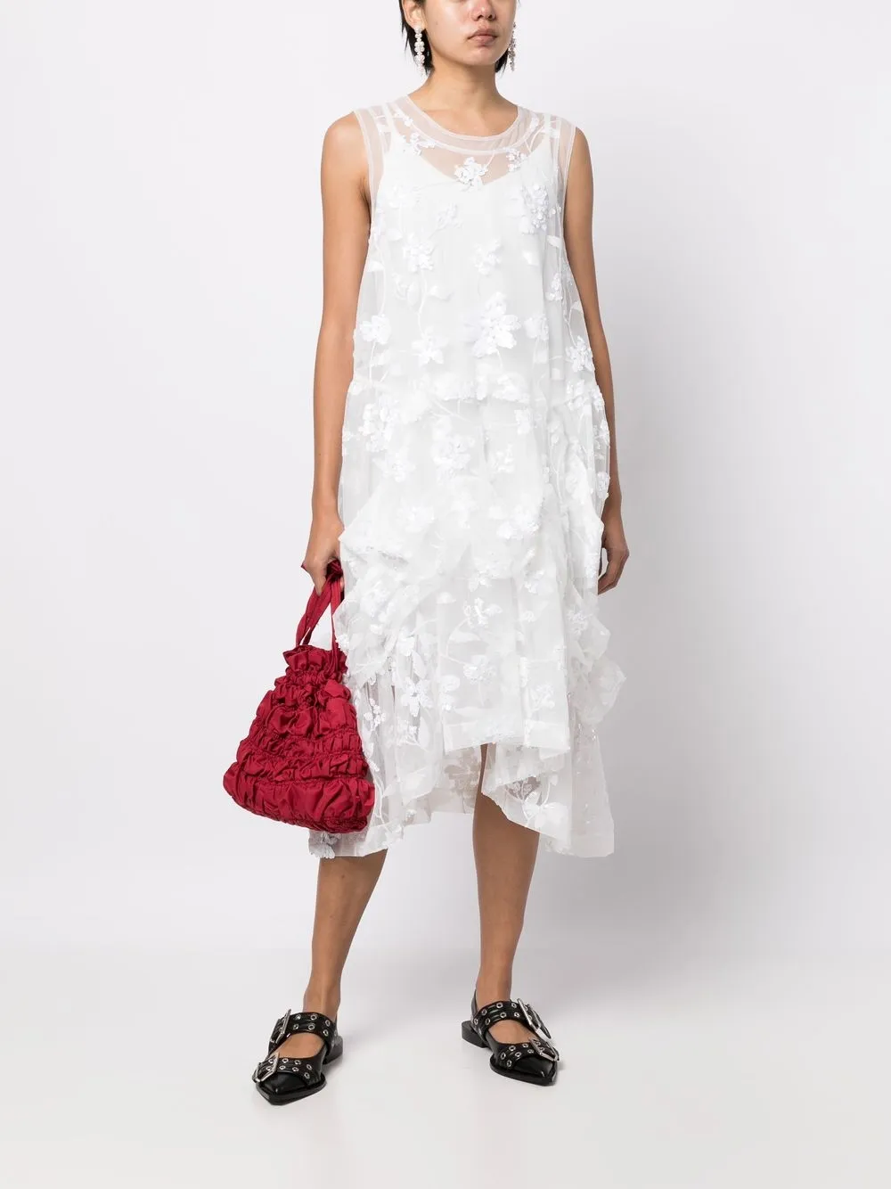 Simone Rocha Jurk verfraaid met pailletten - Wit