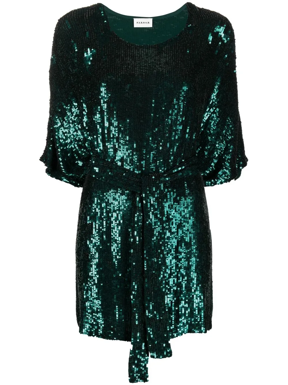 

P.A.R.O.S.H. sequin-embellished tied-waist dress - Green