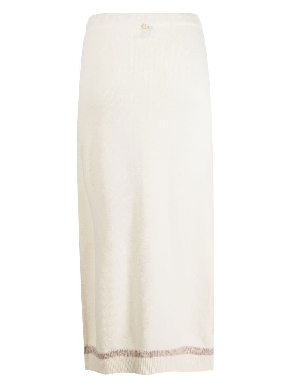 Image 2 of Lorena Antoniazzi stripe-trimmed knitted skirt
