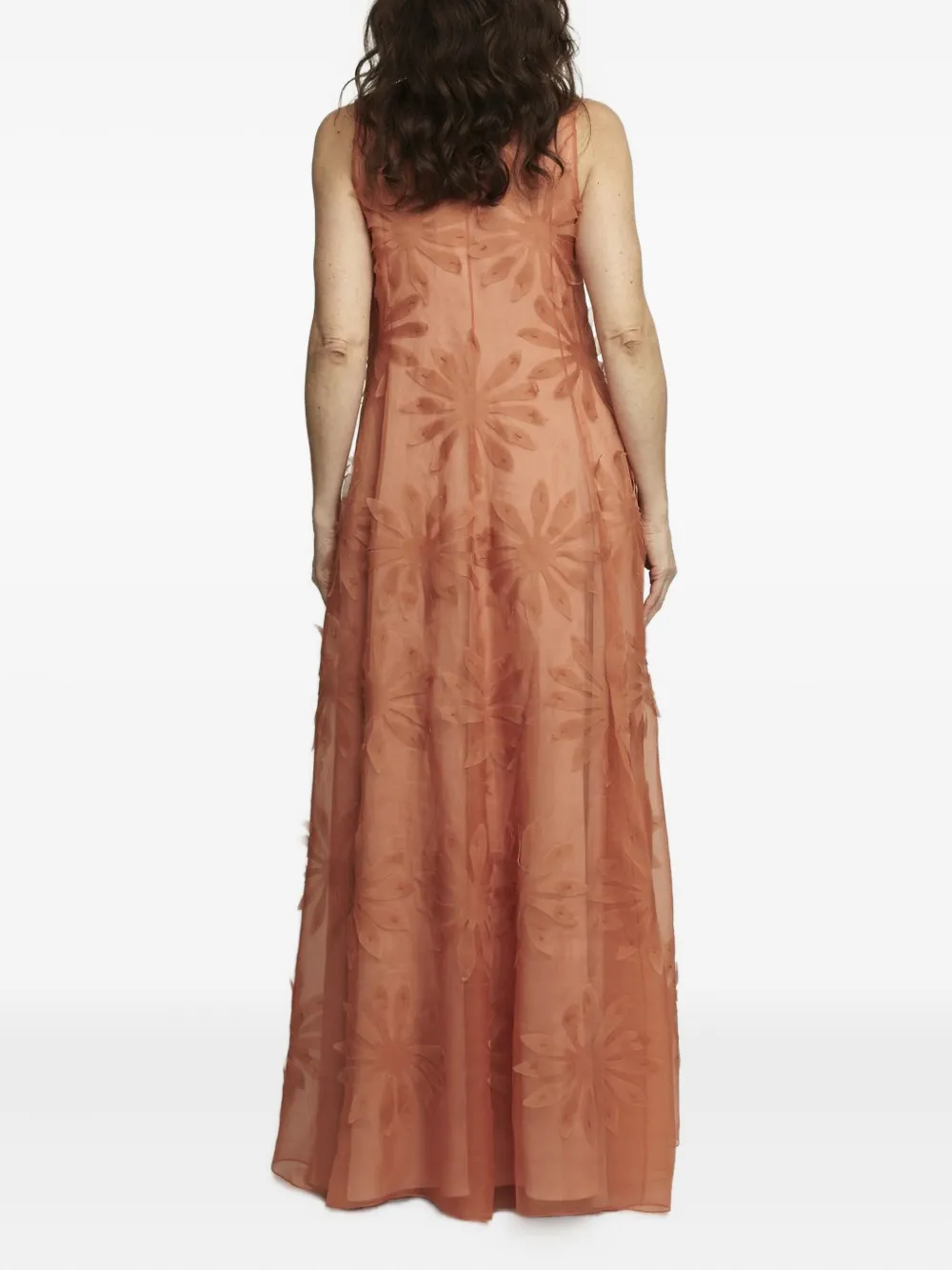 Gloria Coelho Flower-applique Sleeveless Dress In Brown