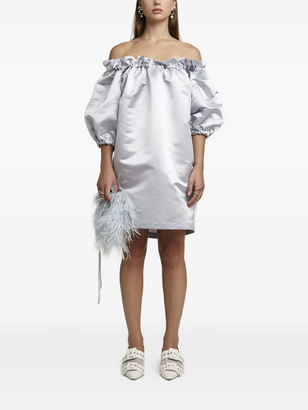 Gloria Coelho off-shoulder puff-sleeve dress | Silver | Image 1