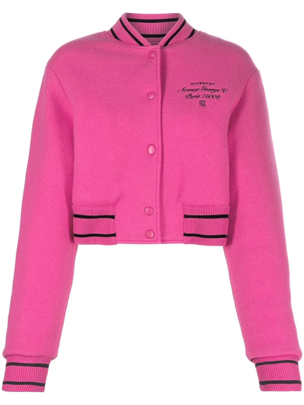 

Givenchy logo-embroidered cropped bomber jacket - Pink