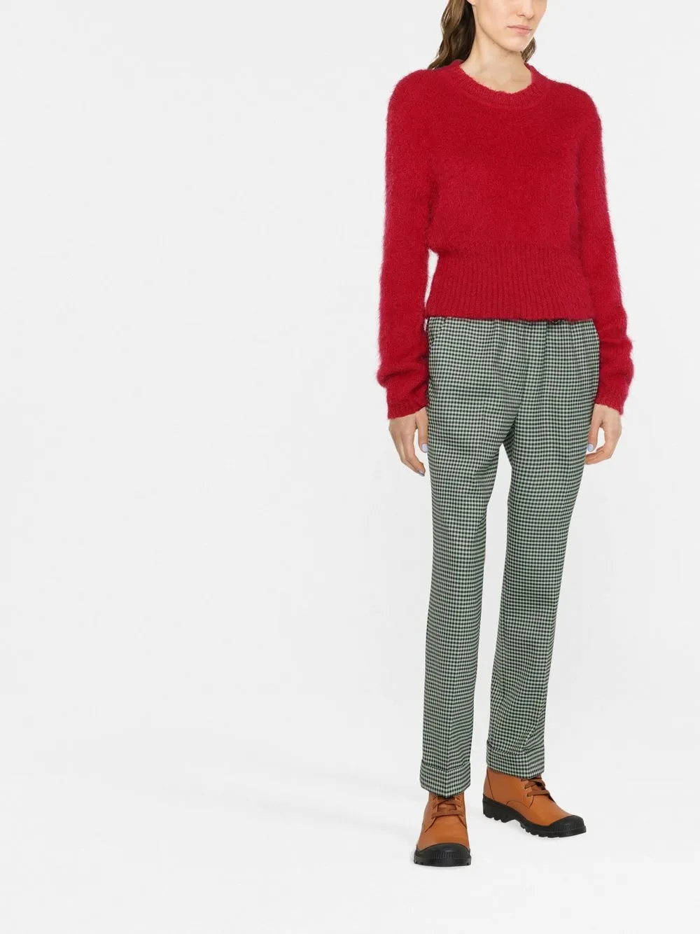 P.A.R.O.S.H. fine-check tapered cropped trousers | Tapered Pants | Image 2