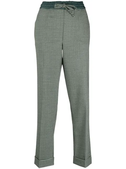 P.A.R.O.S.H. fine-check tapered cropped trousers