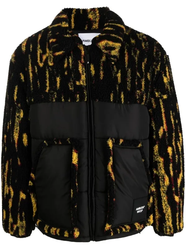 AMBUSH abstract-print Panelled Jacket | Black | FARFETCH