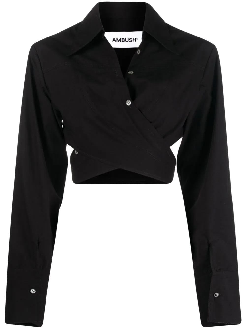 

AMBUSH cropped wrap shirt - 1000 BLACK NO COLOR