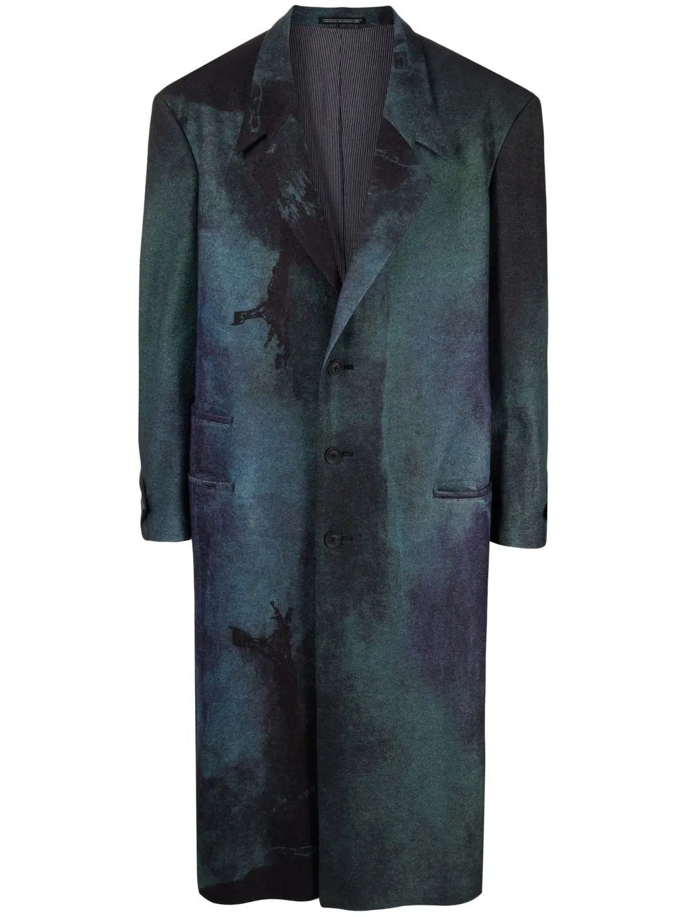 

Yohji Yamamoto abstract-print single-breasted coat - Blue