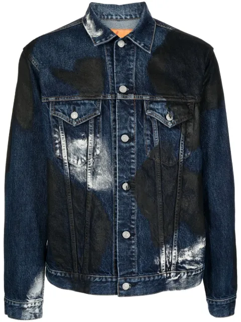 abstract print denim jacket