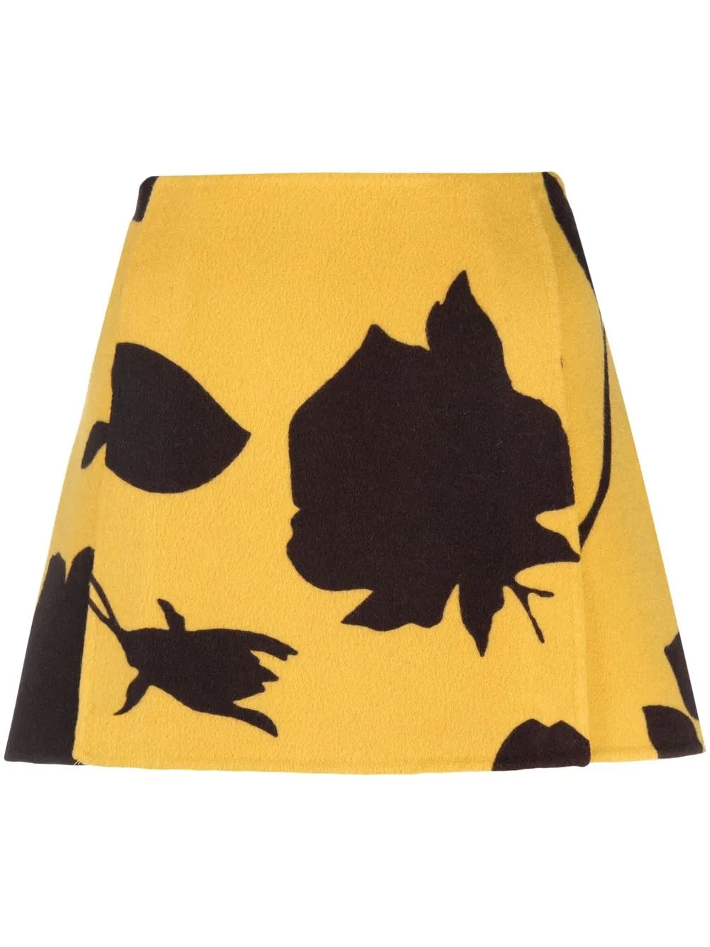 

P.A.R.O.S.H. leaf-print A-line miniskirt - Yellow