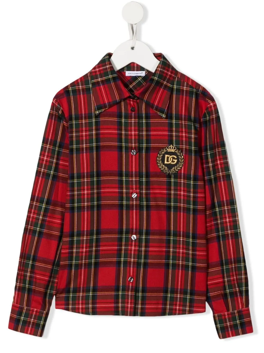 

Dolce & Gabbana Kids camisa con parche del logo y cuadros estampados - Rojo