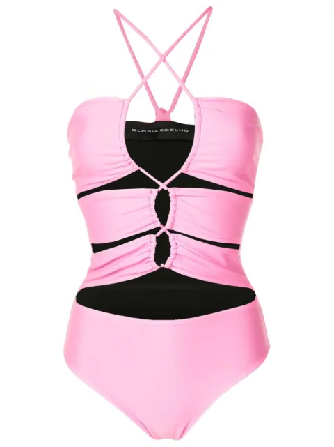 Gloria Coelho tie front reversible one-piece swimsuit