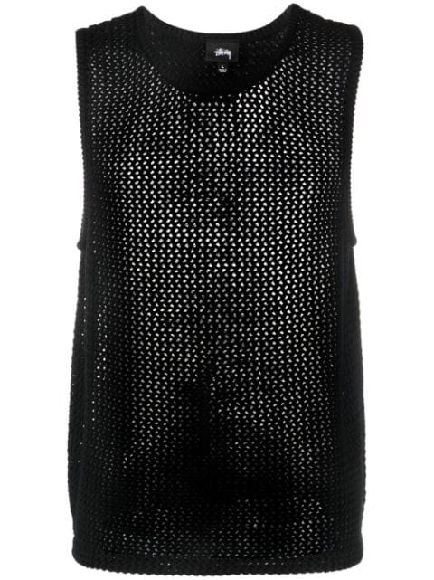 Stüssy - sleeveless open-knit top