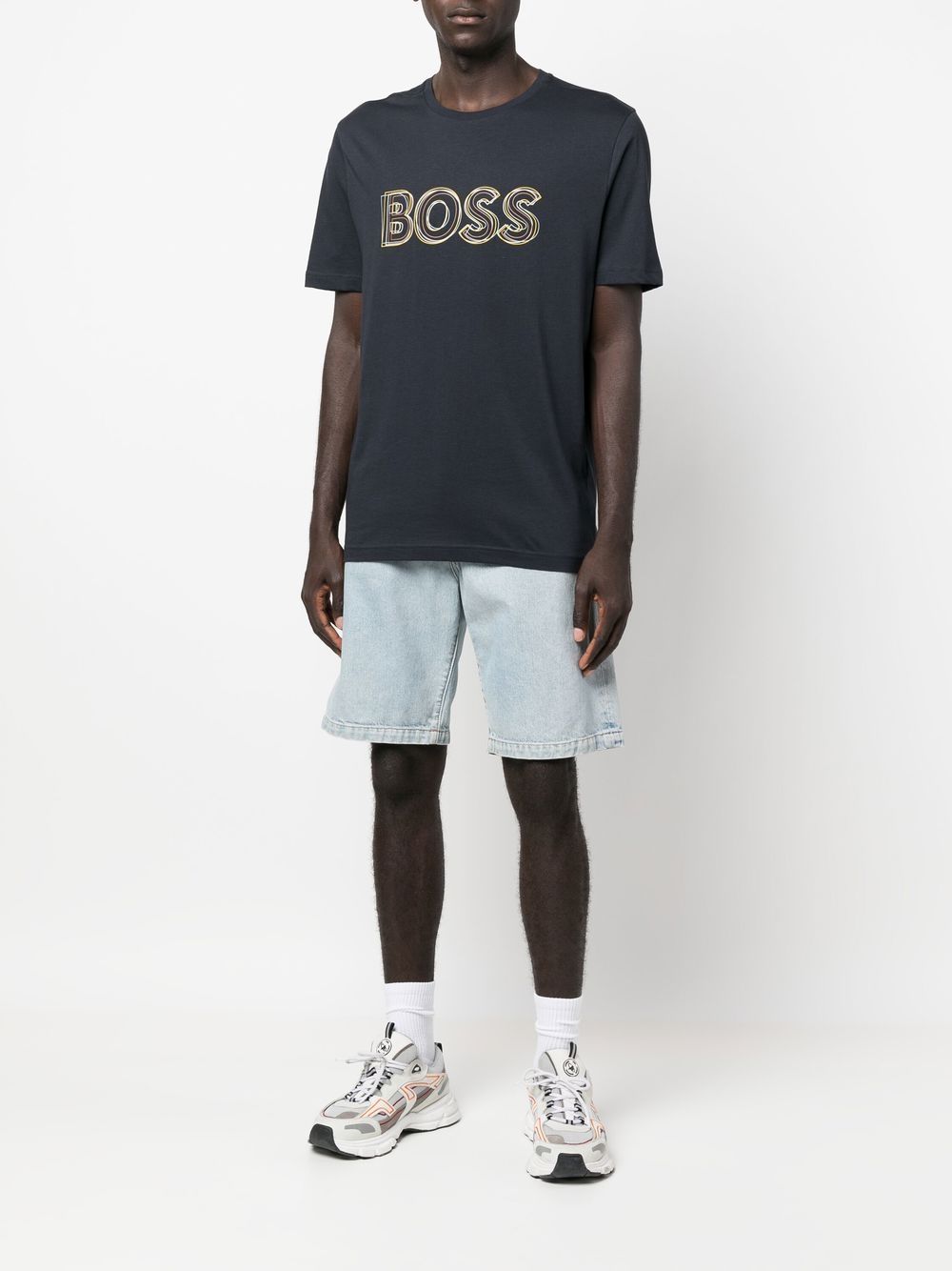 BOSS logo-print Cotton T-shirt - Farfetch