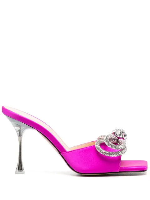 MACH & MACH Double Bow 100mm satin mules