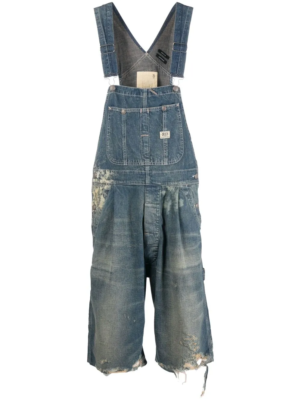 R13 Denim Dungaree Shorts - Farfetch