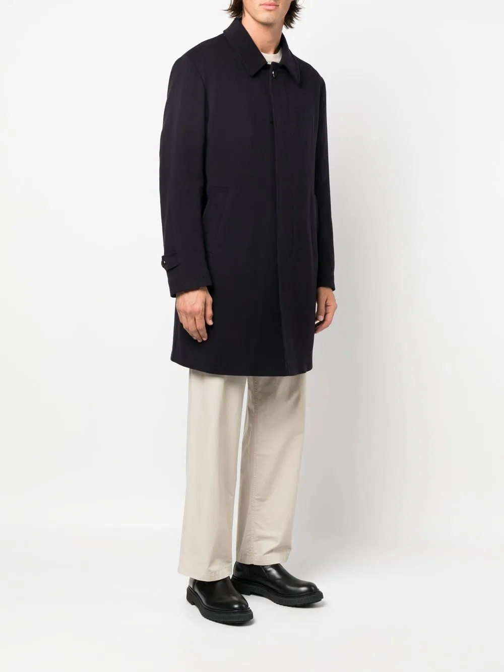  Corneliani Einreihiger Mantel   Blau 