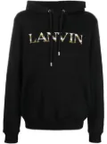 Lanvin embroidered-logo pouch-pocket hoodie - Black