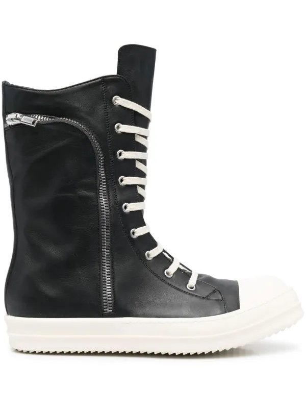 Rick Owens Cargo Basket Leather Hi-Top Sneakers - Farfetch