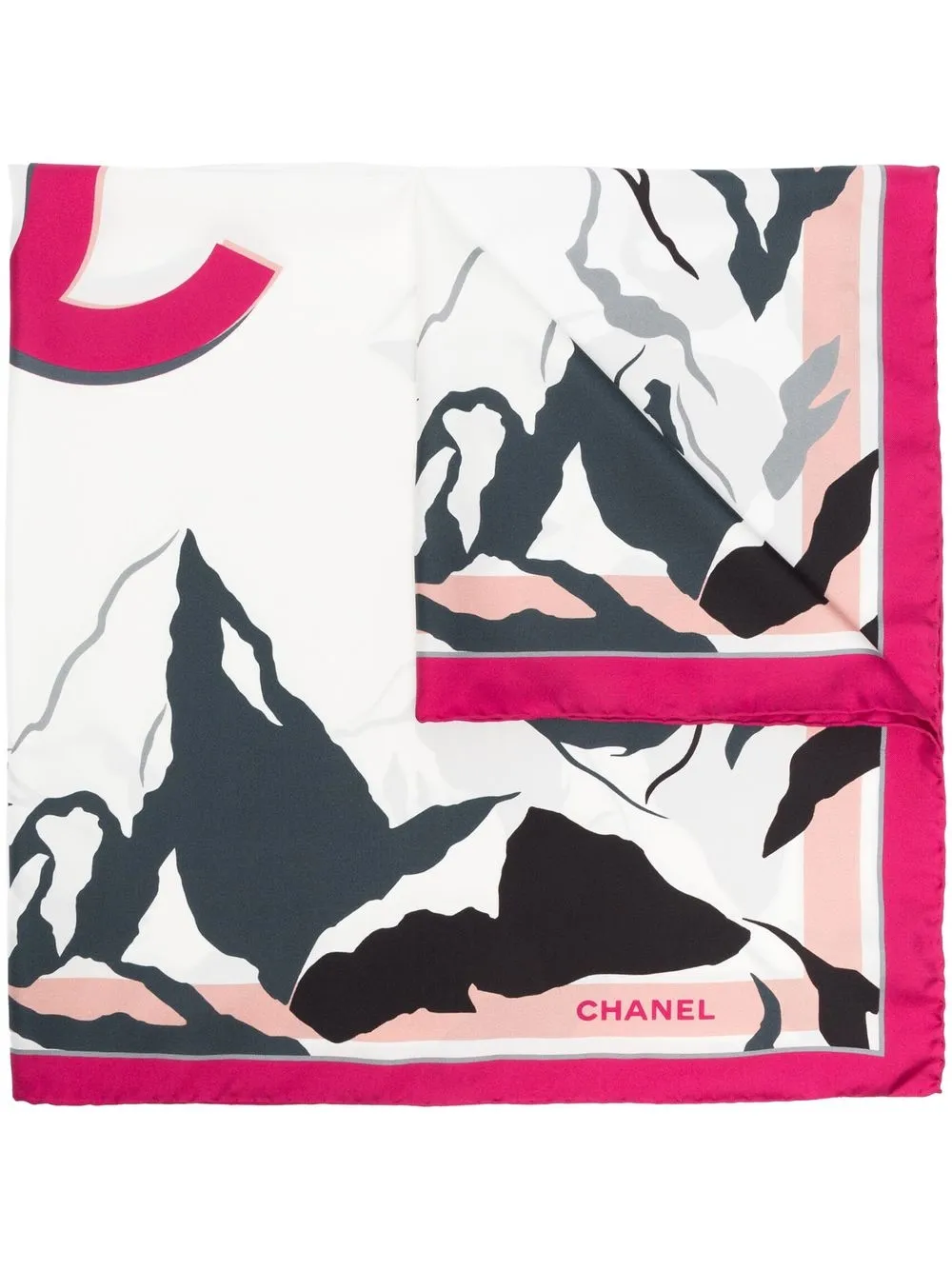 CHANEL Pre-Owned 2010s Logo Mountain Print Silk Scarf - Farfetch