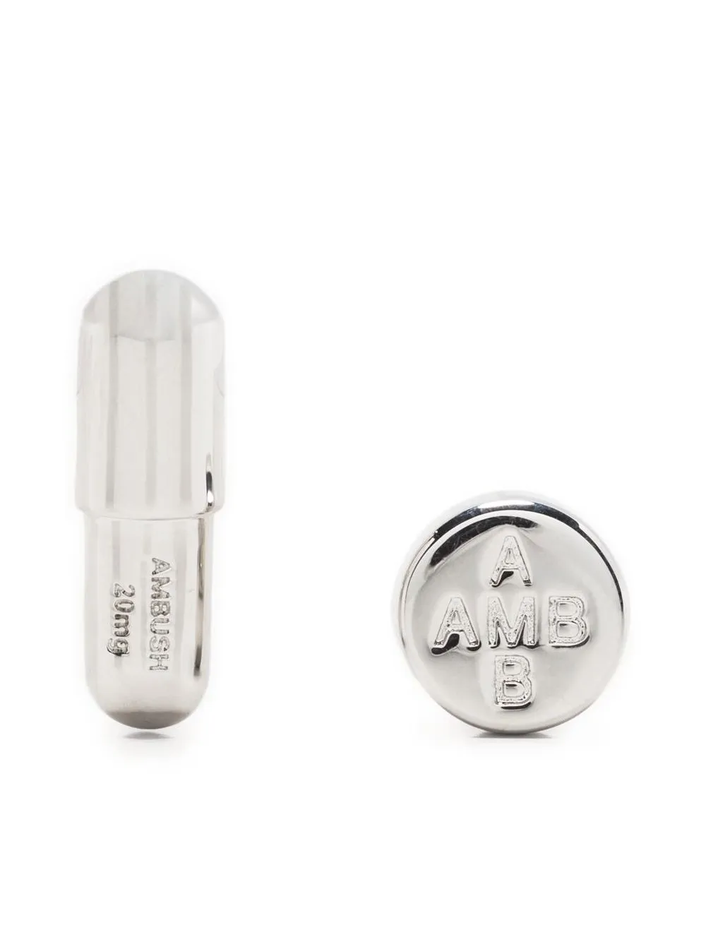 

AMBUSH Pill Charm logo-embossed earrings - Silver