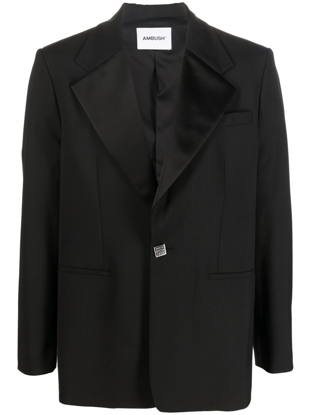 Ambush Contrasting Satin Lapels Blazer In Black | ModeSens