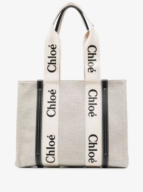 Chloé sac cabas Woody à bande à logo