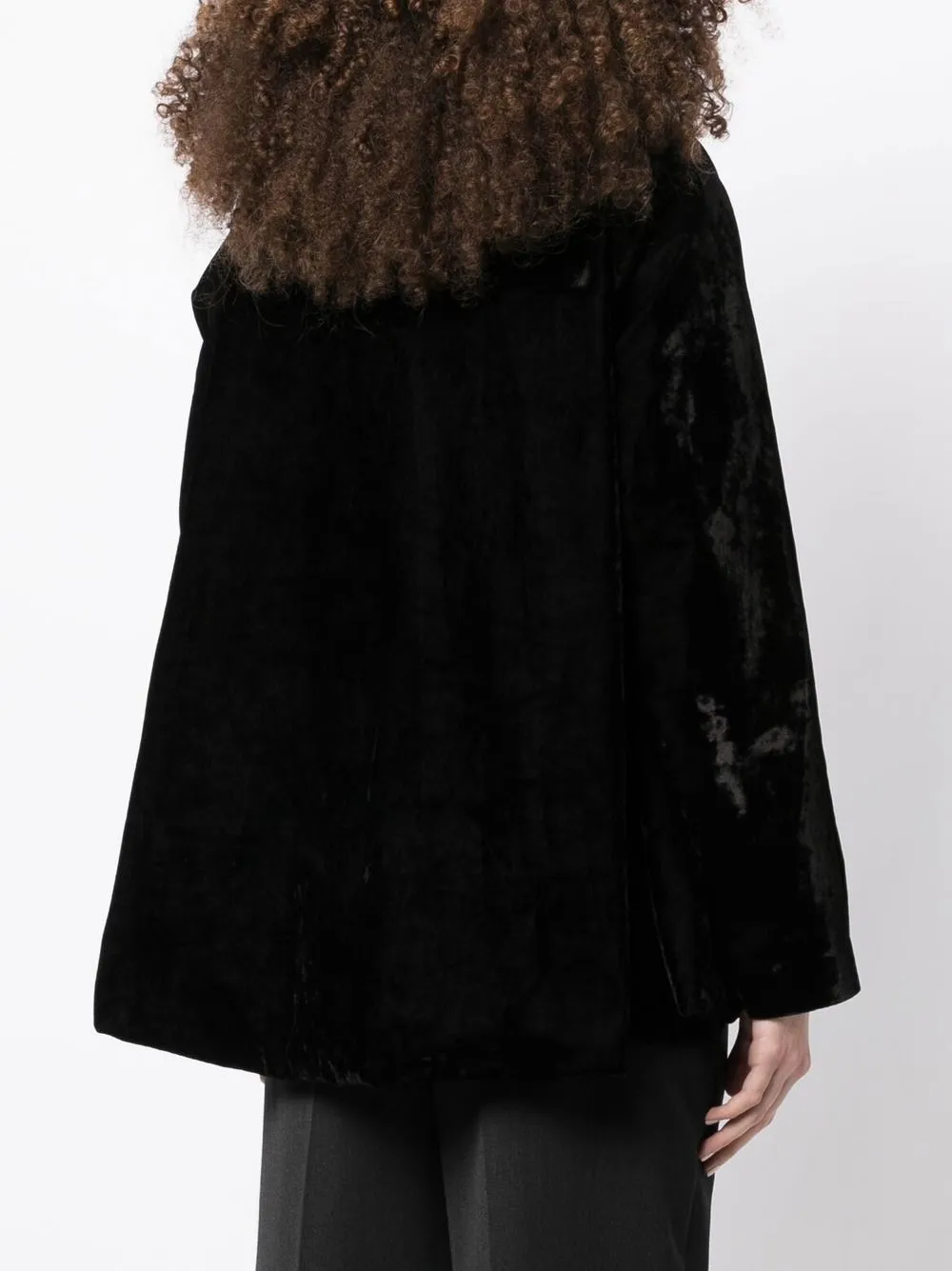Uma Wang Velvet-effect Open-front Jacket In Black