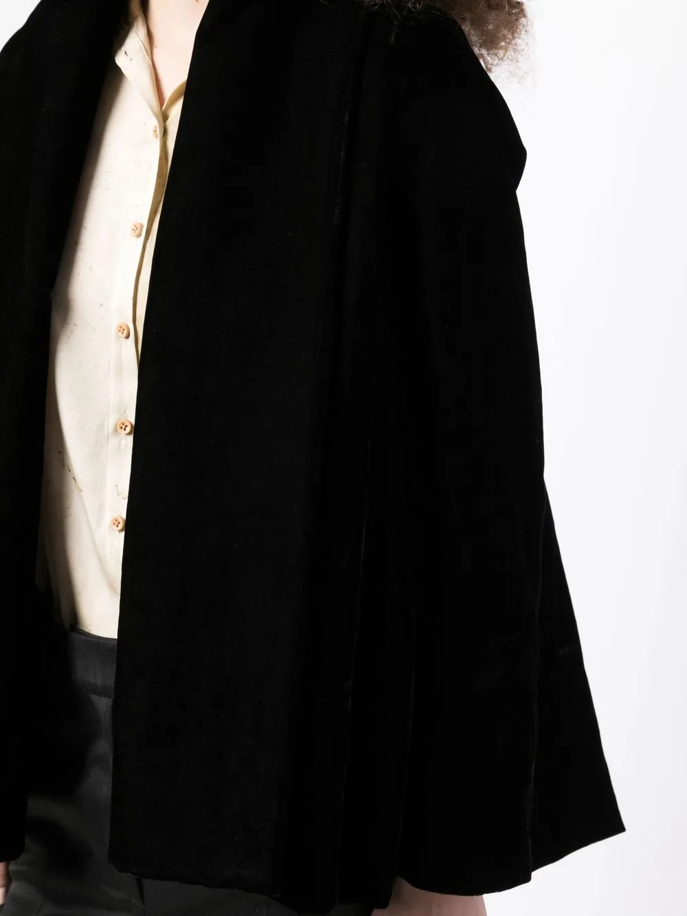 Uma Wang Velvet-effect Open-front Jacket In Black