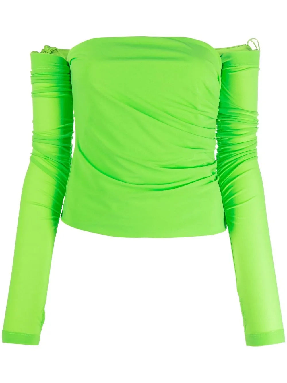 

Helmut Lang top Twist fruncido con hombros descubiertos - Verde